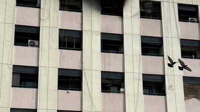 Smoke damage caused by the fire mar the building's facade. Reuters