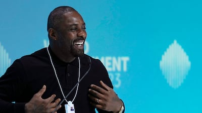 Idris Elba speaks at the World Government Summit in Dubai on Tuesday. Kamran Jebreili / AP Photo