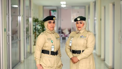 Brigadier Aziza Ali Abdulaziz and Colonel Fatima Shir Al Mazami at Dubai Female Prison. Chris Whiteoak/The National