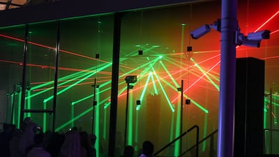 In three-minute intervals, a sound and light show captivates the viewers who gather inside