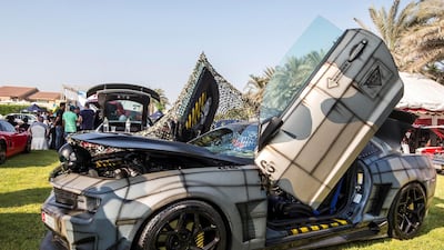 A F-16 fighter jet-inspired Chevrolet Camaro owned by Nasser Alsaba. Leslie Pableo for The National