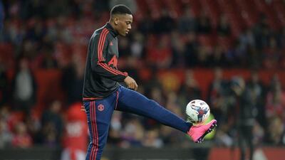 Manchester United's Anthony Martial shown prior to Wednesday night's League Cup win over Ipswich Town. Oli Scarff / AFP / September 23, 2015