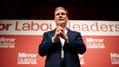 Mr Starmer, then-shadow secretary of state for exiting the EU, addresses the audience at a hustings in March 2020 in Dudley. Getty Images