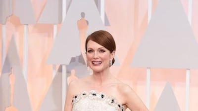 Julianne Moore’s Chanel column dress may not have photographed well; however, the Karl Lagerfeld creation was mesmerising on film. Mark Ralston / AFP photo