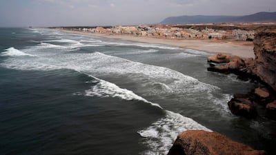 Waves crash on the shore of the southern city of Salalah on October 12, 2018, as Cyclone Luban approaches on southern parts of Oman. AFP