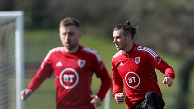 Gareth Bale in action during a Wales training session. Getty