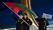 The UAE's flag-bearer Alexander Astridge during the opening ceremony of the 2026 Winter Olympic Games in Livigno, northern Italy. AFP