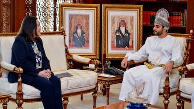 Dhi Yazan bin Haitham receives in his office today Leslie M. Tsou, US ambassador to Oman. Oman News Agency
