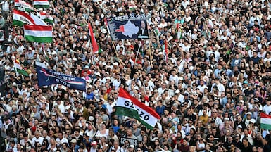 Bringing an end to 16 years of Viktor Orban in power, masses attend new Hungarian Prime Minister Peter Magyar's swearing-in ceremony outside the parliament building in Budapest. AFP
