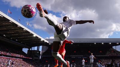 Fulham's Calvin Bassey is unable to prevent Ollie Watkins scoring Aston Villa's first goal at Villa Park, Birmingham, where the home side romped to a 3-1 win. Getty Images