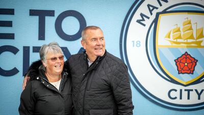 Sue and Rob Booth got engaged at half time in a Manchester City game in 1976, and married on the day of the Manchester derby in 1980. Darren Robinson for The National