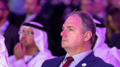 Abu Dhabi Airports Company CEO Bryan Thompson at the ACI Exchange 2019 conference hosted by Abu Dhabi. Antonie Robertson/The National.