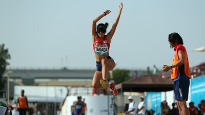 Chiaki Takada of Japan in action during the Women's Long Jump T11. EPA