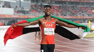 Sulaiman Abdulrahman claimed silver in the men’s 400m final, clocking 44.99 seconds, at the 2026 Asian Games. Photo: WAM