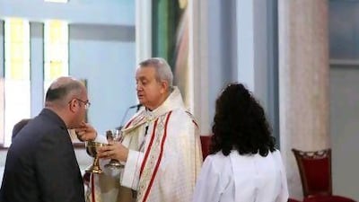 The congregation at St Joseph's comes from across Beirut and beyond. Natalie Naccache for The National