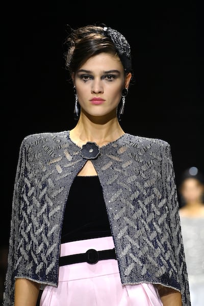 At Armani Prive, models had dots placed in the middle of the upper and lower lashes, giving a curious, doll-like effect. Getty