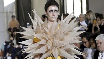 A model presents a creation for Junya Watanabe during the 2017 Spring/Summer ready-to-wear collection fashion show in Paris. Francois Guillot / AFP