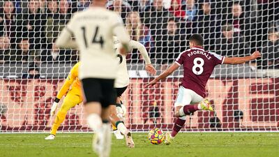 West Ham United's Pablo Fornals scores their second goal. PA