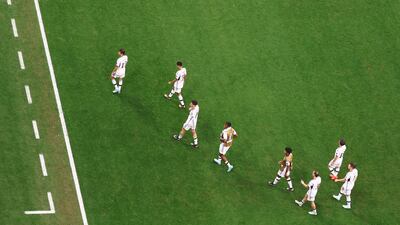Soccer Football - FIFA World Cup Qatar 2022 - Group E - Costa Rica v Germany - Al Bayt Stadium, Al Khor, Qatar - December 2, 2022 Germany players look dejected after the match as Germany are eliminated from the World Cup REUTERS / Fabrizio Bensch TPX IMAGES OF THE DAY