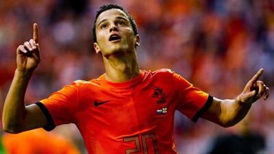 Ibrahim Afellay celebrates scoring for Holland against Northern Ireland