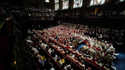 Members of the House of Lords and guests sit in the chamber. AFP