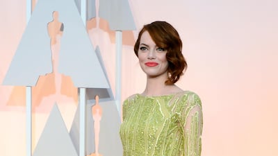 Emma Stone, in Elie Saab, arrives for the 87th annual Academy Awards at the Dolby Theatre in Hollywood, California, on February 22, 2015. EPA