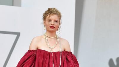 Austrian actress Luisa-Celine Gaffron arrives for the screening of 'Und Morgen Die Ganze Welt' at the 77th Venice Film Festival on September 10, 2020. AFP