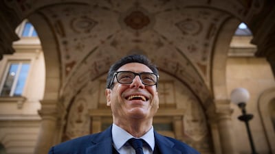 Philippe Aghion, one of three recipients of this year's Nobel Prize for economics, poses for a photograph at the College de France on Tuesday. Getty