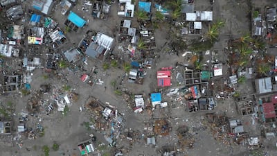 A general view shows destruction after Cyclone Idai in Beira, Mozambique in this still image taken from a social media video on March 19, 2019. REUTERS
