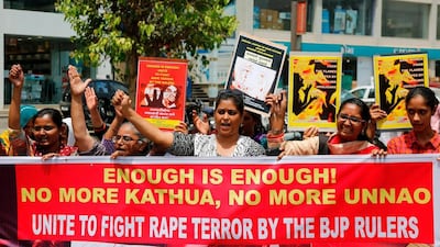 Indian women protest to call for swift justice for rape victims. Ajit Solanki / AP Photo