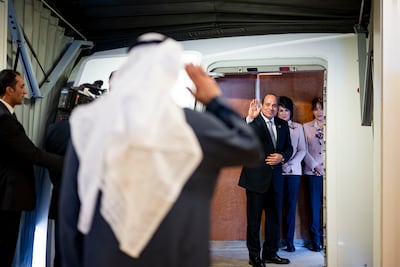 President Sheikh Mohamed bids farewell to Egypt's President Abdel Fattah El Sisi, in Abu Dhabi.