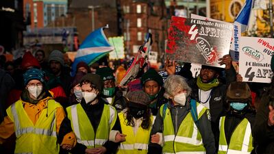 Climate activists attend a protest on November 6 in Glasgow, which is hosting the summit. Photo: AP