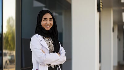 Dr Fatima Al Dhaheri, a teaching assistant in the Department of Paediatric Medicine at UAE University, says that the world of academia is challenging and exhausting, and requires a passion for the role. Christopher Pike / The National