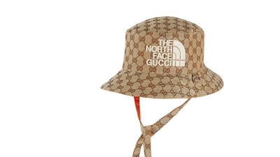 A bucket hat, with ties.
