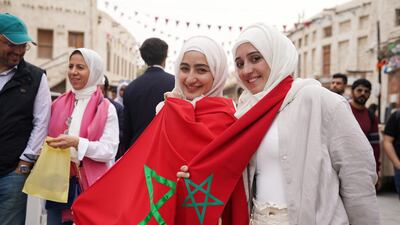 Morocco fans in Souq Waqif in Doha, Qatar. They're hoping to witness their national team secure a spot in the World Cup semi-finals for the first time. PA