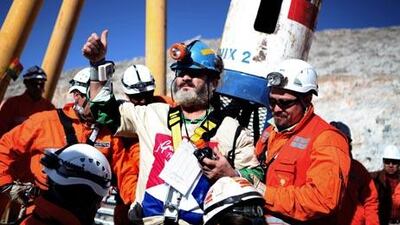 Chilean minerJorge Galleguillos – the tenth of thirty-three miners to leave the mine.