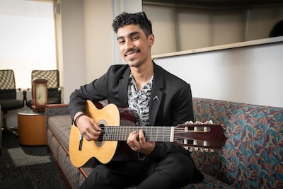 TikTok star Emirati Abdullah Mohammad Al Shamsi at his home in Abu Dhabi. Antonie Robertson / The National