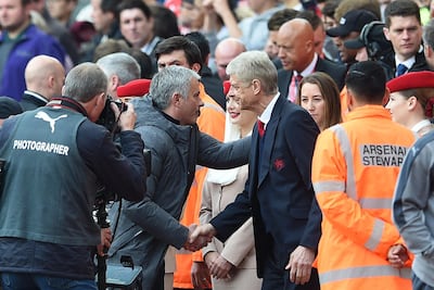 Jose Mourinho and Arsene Wengerafter a 2017 Premier League game between Manchester United and Arsenal. EPA