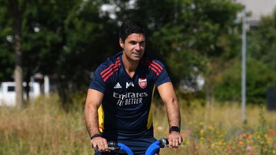 Gunners manager Mikel Arteta takes a bike ride.