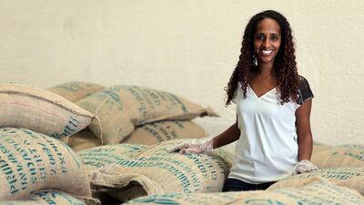 Orit Mohammed founder of Ethopian coffee company ‘Boon’ pose during the interview at their roastery in Dubai Investment Park in Dubai. Satish Kumar / The National