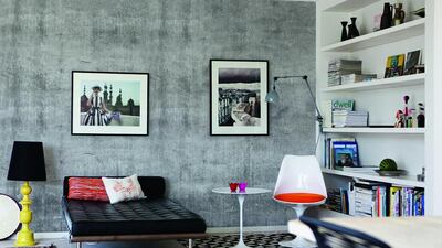 There are thousands of wallpaper designs available or recreate a design effect such as with concrete paper. Courtesy of D.Tales