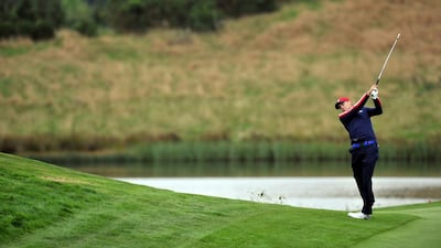 Jordan Spieth of the US Ryder Cup team plays a shot on the ninth hole during a practice session at the Gleneagles golf course on Tuesday in anticipation of the Friday start for the 2014 Ryder Cup. Glyn Kirk / AFP