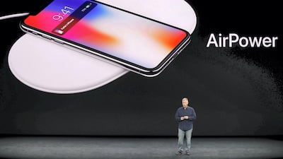 Apple senior vice president of worldwide marketing, Phil Schiller, shows the AirPower wireless charging mat during a launch event in Cupertino, California. Stephen Lam/Reuters
