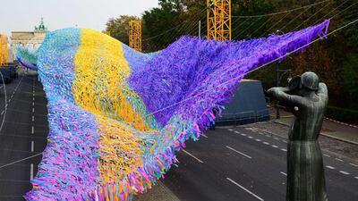 An image of the "Visions in Motion" installation to commemorate the 30th anniversary of the Berlin Wall coming down. Thomas Meyer