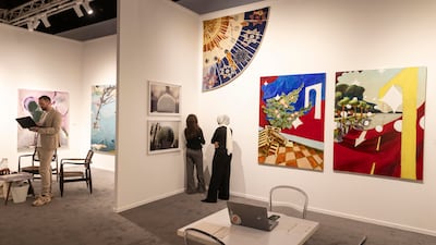 Works on display at the 20th Art Dubai fair at Madinat Jumeirah. Antonie Robertson / The National