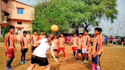 Underprivileged youngsters get motivated at the Slum Soccer academy in Nagpur. Courtesy Slum Soccer.