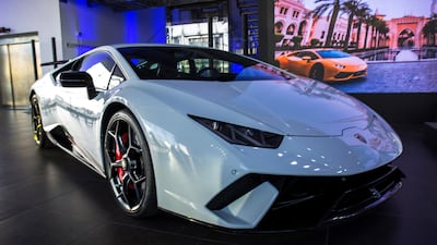 A Lamborghini Huracán at the brand's new showroom in Dubai. Victor Besa for The National