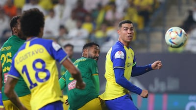 Cristiano Ronaldo fights for the ball with Al Khaleej defender Mohammed al-Khabrani during the Saudi Pro League match between Al-Nassr and Al-Khaleej at the Mrsool Park in the Saudi capital Riyadh. All photos AFP