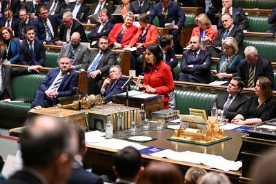 Home Secretary Suella Braverman speaks about the Illegal Migration Bill in the House of Commons. Reuters