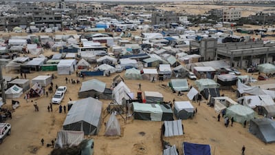 Displaced Palestinians in the so-called safe zone in Al Mawasi, Rafah, last year. Getty Images